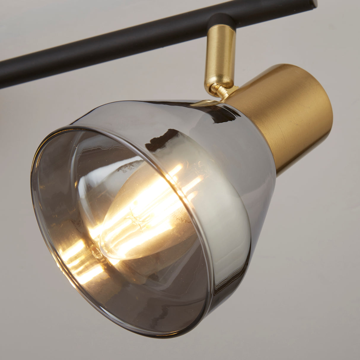 Searchlight Electric Westminster 3Lt Spot-Black, Satin Brass Metal & Smoked Glass 23801-3SM