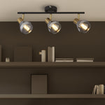 Searchlight Electric Westminster 3Lt Spot-Black, Satin Brass Metal & Smoked Glass 23801-3SM