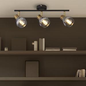 Searchlight Electric Westminster 3Lt Spot-Black, Satin Brass Metal & Smoked Glass 23801-3SM