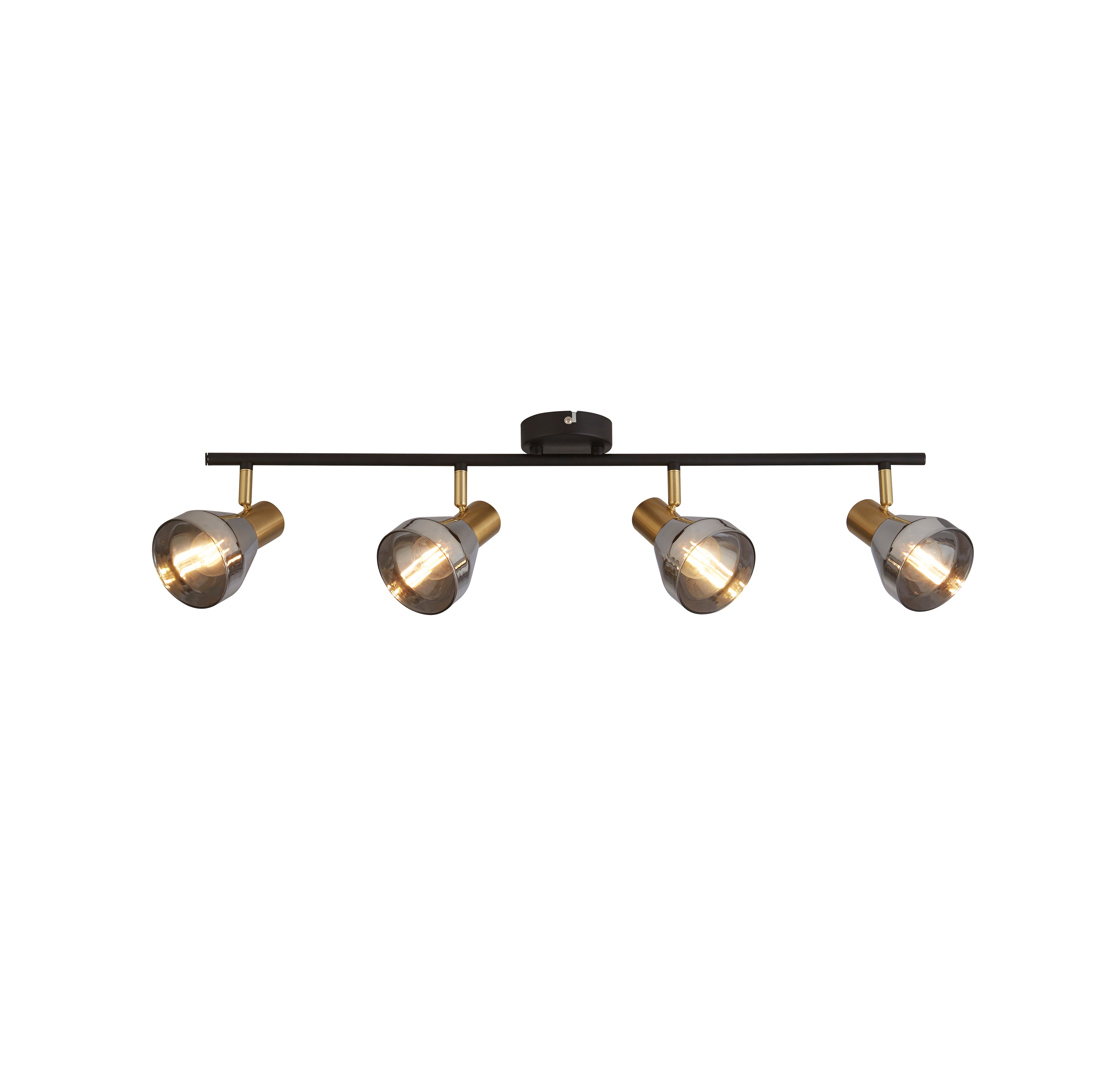 Westminster 4Lt Spot-Black, Satin Brass Metal & Smoked Glass