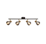 Westminster 4Lt Spot-Black, Satin Brass Metal & Smoked Glass