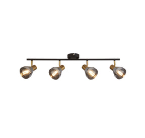 Westminster 4Lt Spot-Black, Satin Brass Metal & Smoked Glass