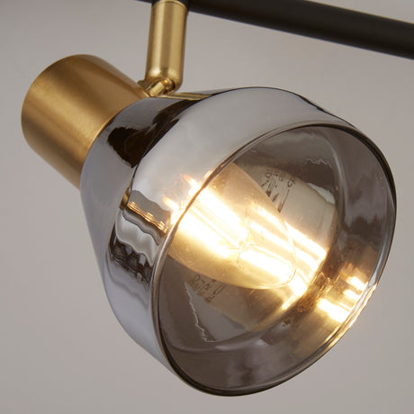 Searchlight Electric Westminster 4Lt Spot-Black, Satin Brass Metal & Smoked Glass 23801-4SM