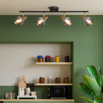 Searchlight Electric Westminster 4Lt Spot-Black, Satin Brass Metal & Smoked Glass 23801-4SM