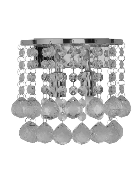Searchlight Electric Hanna 2Lt Wall Light - Chrome Metal & Clear Crystal 2402-2CC