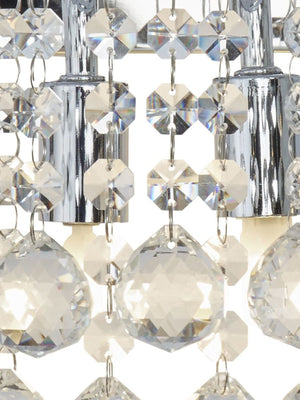 Searchlight Electric Hanna 2Lt Wall Light - Chrome Metal & Clear Crystal 2402-2CC