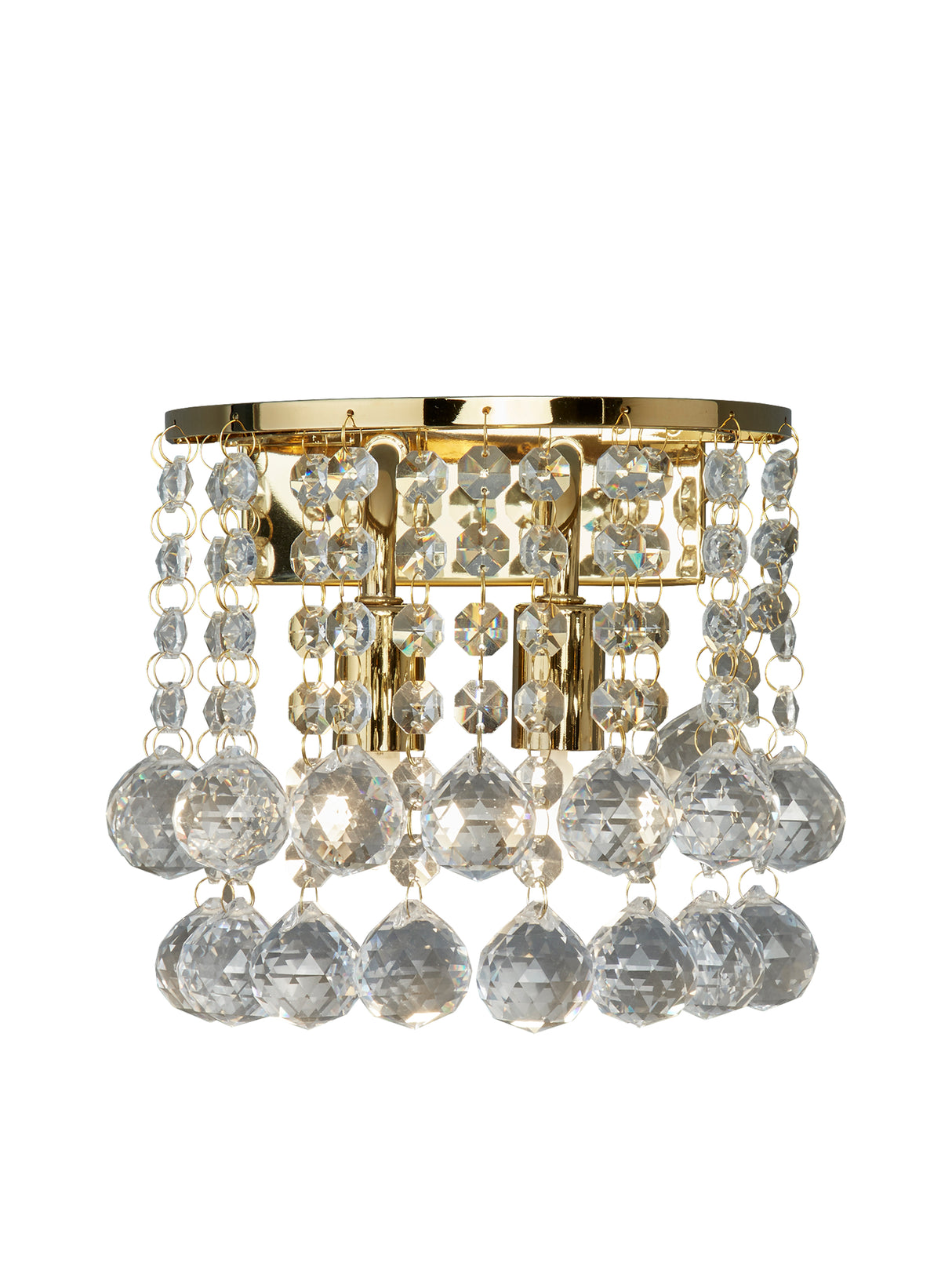 Hanna 2Lt Wall Light - Gold Metal & Clear Crystal