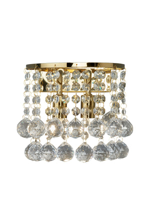 Hanna 2Lt Wall Light - Gold Metal & Clear Crystal