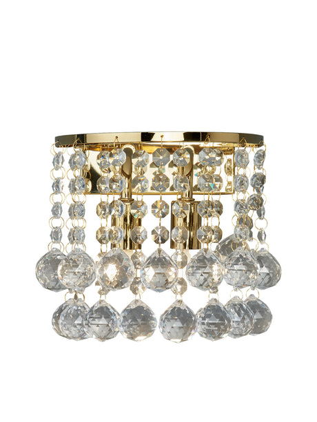 Hanna 2Lt Wall Light - Gold Metal & Clear Crystal