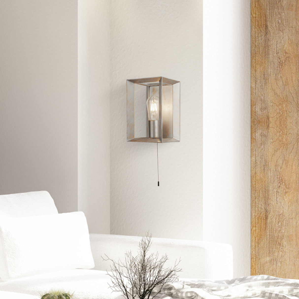Searchlight Electric Heaton Wall Light - Brushed Gold/Silver Metal 2411SI