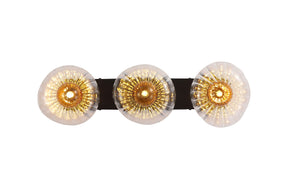 Sunbeam 3lt Wall Light, Clear and Amber Ribbed Glass