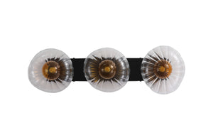 Searchlight Electric Sunbeam 3lt Wall Light, Clear and Amber Ribbed Glass 24122-3BK