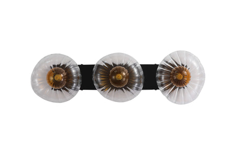 Searchlight Electric Sunbeam 3lt Wall Light, Clear and Amber Ribbed Glass 24122-3BK