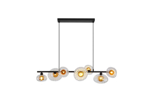 Sunbeam 7lt Pendant, Clear and Amber Ribbed Glass