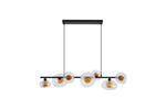 Searchlight Electric Sunbeam 7lt Pendant, Clear and Amber Ribbed Glass 24123-7BK