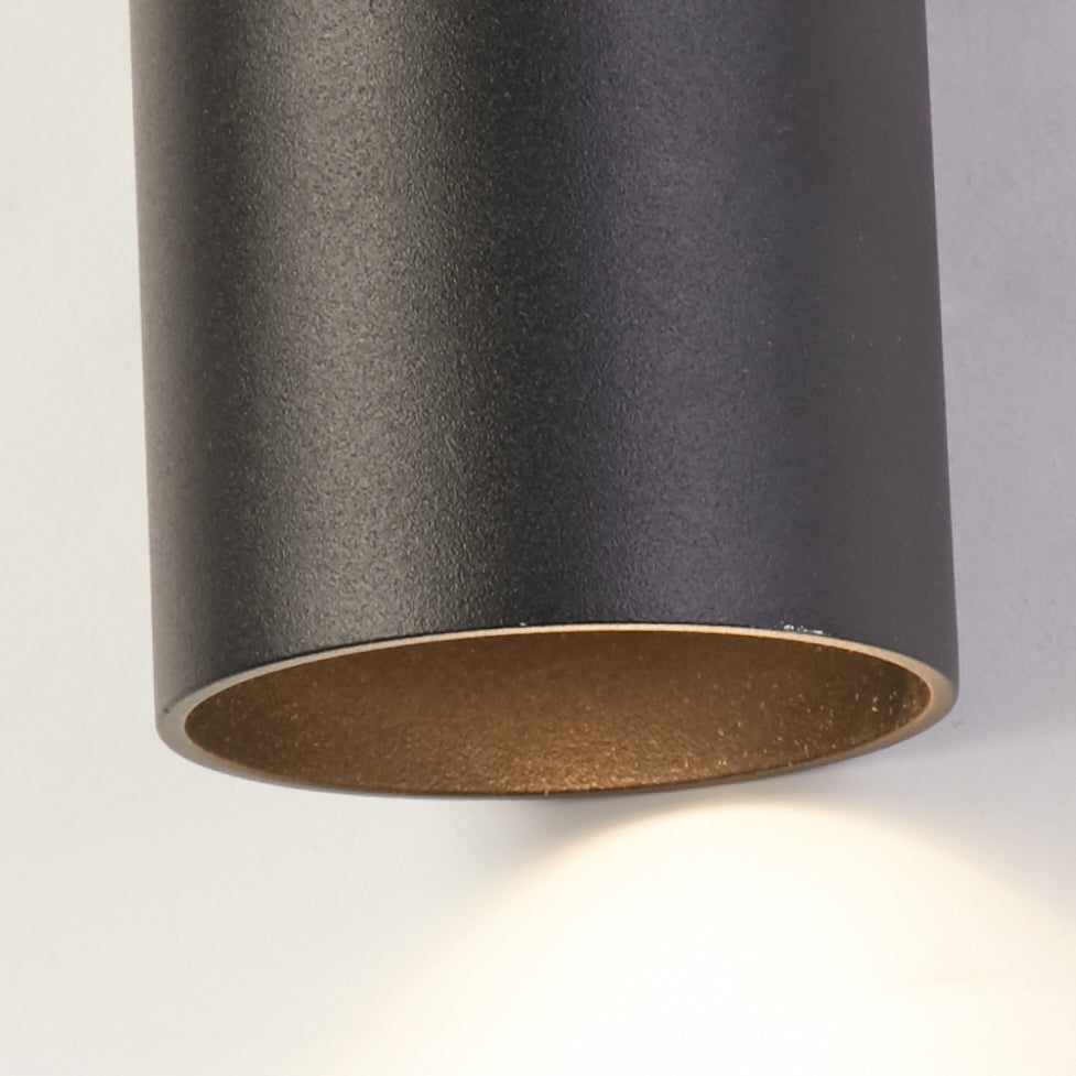 Searchlight Electric Cyls Cylinder Up&Down Wall Light, GU10, Black 24125BK