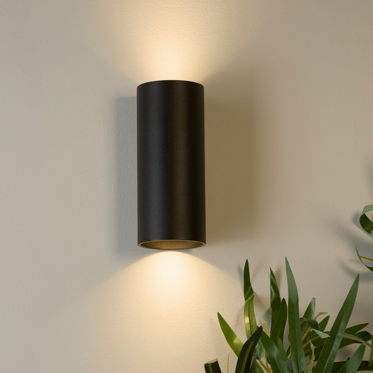 Searchlight Electric Cyls Cylinder Up&Down Wall Light, GU10, Black 24125BK