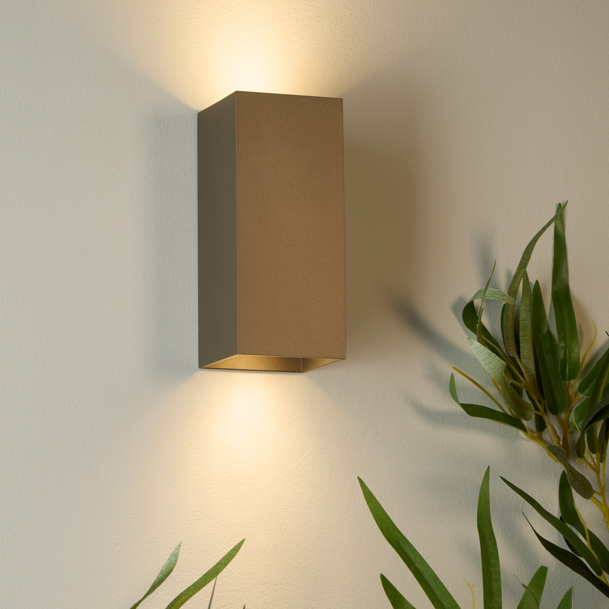Searchlight Electric Don Square Up&Down Wall Light, GU10, Latte 24126LT
