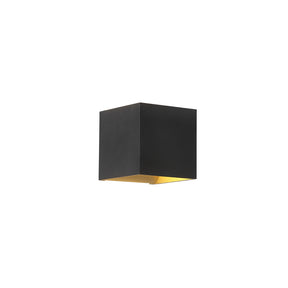 Newton Square Up&Down Wall Light, G9, Black/Gold