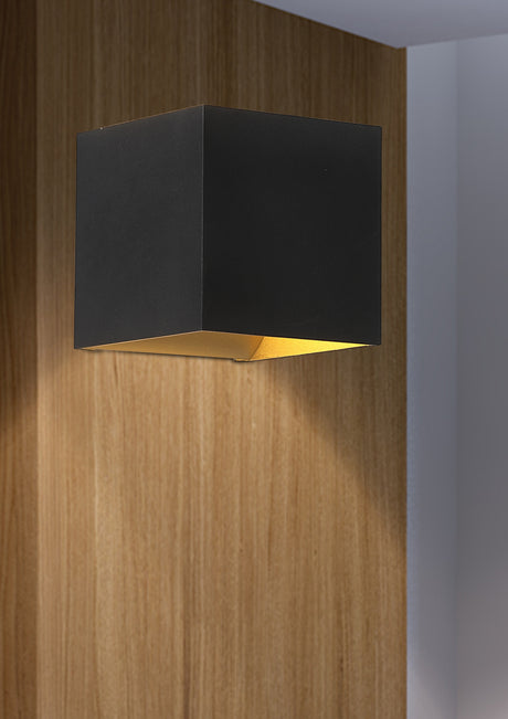 Searchlight Electric Newton Square Up&Down Wall Light, G9, Black/Gold 24127BG