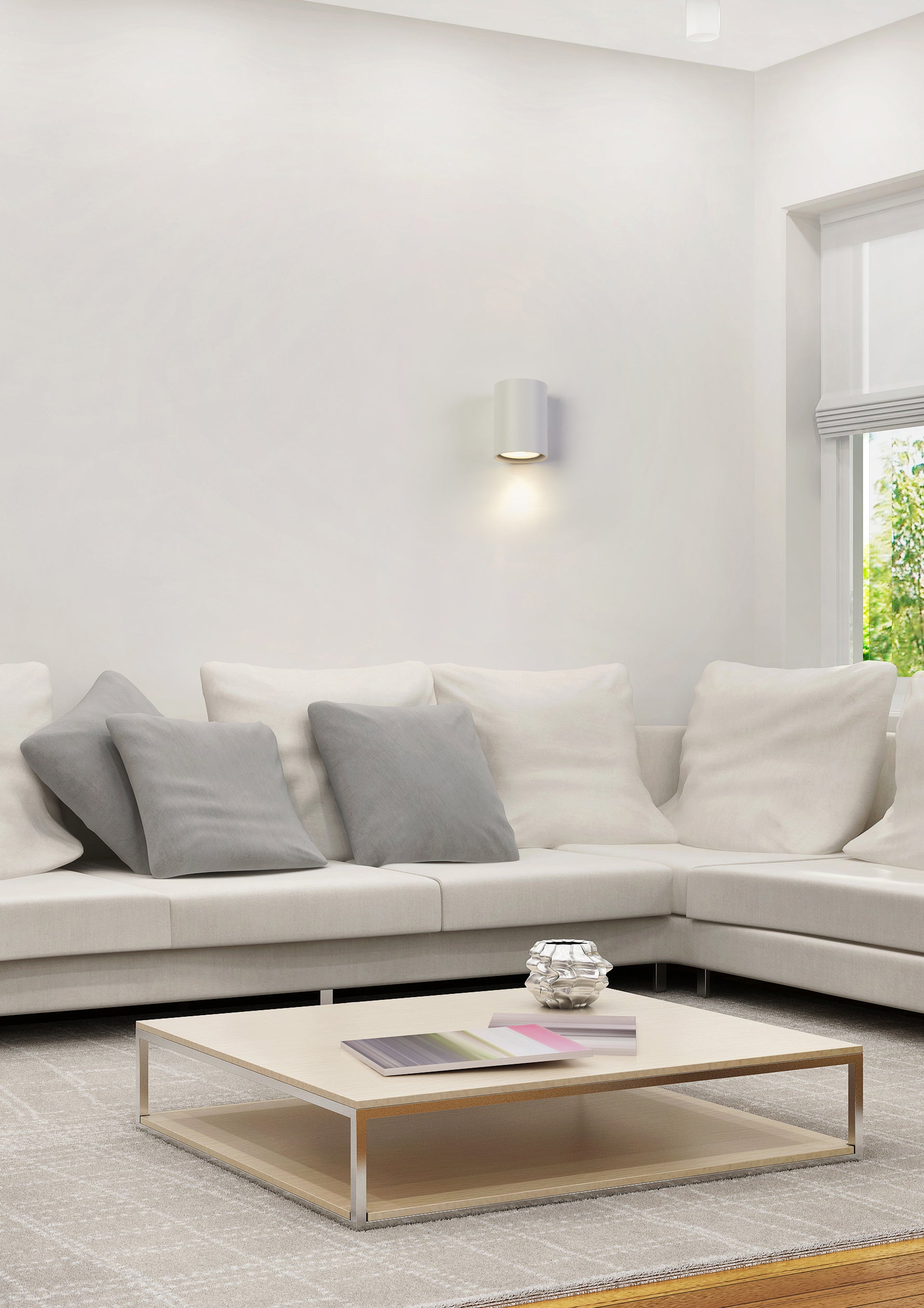 Searchlight Electric Cyls Cylinder Down Wall Light, GU10, White 24130WH