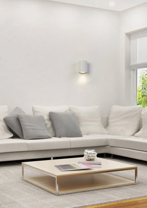 Searchlight Electric Cyls Cylinder Down Wall Light, GU10, White 24130WH