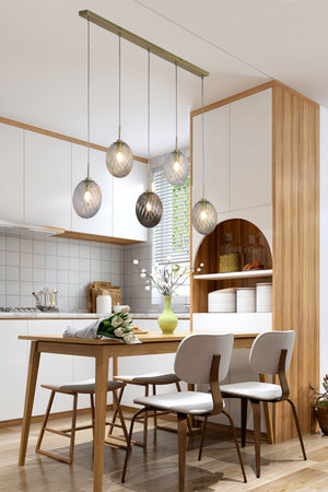 Searchlight Electric Whirl 5Lt Bar Pendant, Satin Brass Metal,Multi Coloured Glas 24141-5SB