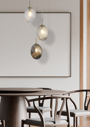 Searchlight Electric Whirl 3Lt Multi Drop Pendant, Satin Brass Metal, Multi Glass 24142-3SB