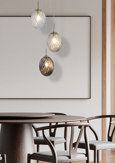 Searchlight Electric Whirl 3Lt Multi Drop Pendant, Satin Brass Metal, Multi Glass 24142-3SB