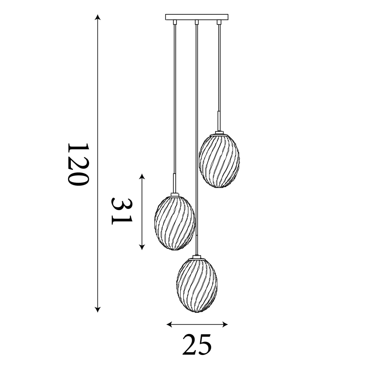 Searchlight Electric Whirl 3Lt Multi Drop Pendant, Satin Brass Metal, Multi Glass 24142-3SB