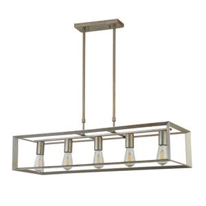 Searchlight Electric Heaton 5Lt Pendant - Brushed Gold/Silver Metal 2415-5SI