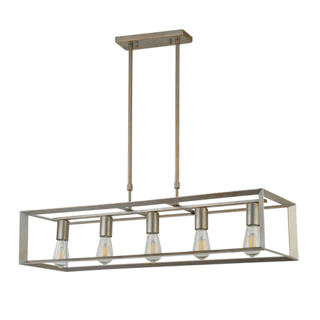 Searchlight Electric Heaton 5Lt Pendant - Brushed Gold/Silver Metal 2415-5SI