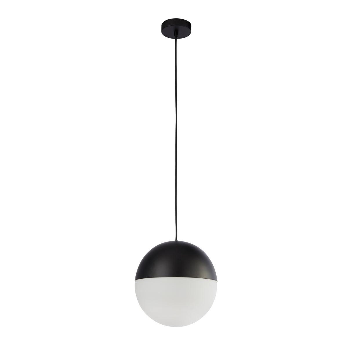 Searchlight Electric Endor Pendant  - Black Metal & Opal Glass 24181BK