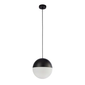 Searchlight Electric Endor Pendant  - Black Metal & Opal Glass 24181BK