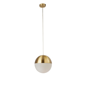 Searchlight Electric Endor Pendant  - Satin Brass & Opal Glass 24181SB