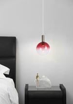 Searchlight Electric Ombre 1lt Pendant, Red Ombre Glass with Latte Metal 24183-1RE
