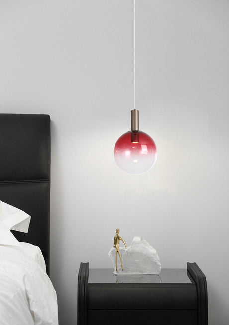 Searchlight Electric Ombre 1lt Pendant, Red Ombre Glass with Latte Metal 24183-1RE