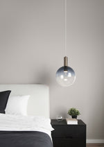 Searchlight Electric Ombre 1lt Pendant, Smoked Ombre Glass with Latte Metal 24183-1SM