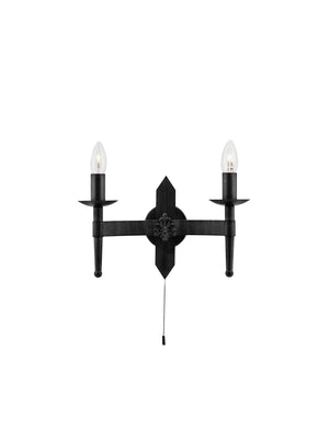 Cartwheel II  2Lt Wall Light - Black Wrought Iron