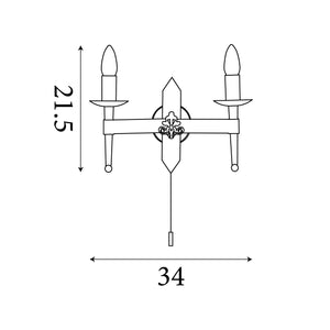 Searchlight Electric Cartwheel II  2Lt Wall Light - Black Wrought Iron 2422-2BK