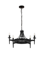 Cartwheel II  5Lt Pendant - Black Wrought Iron