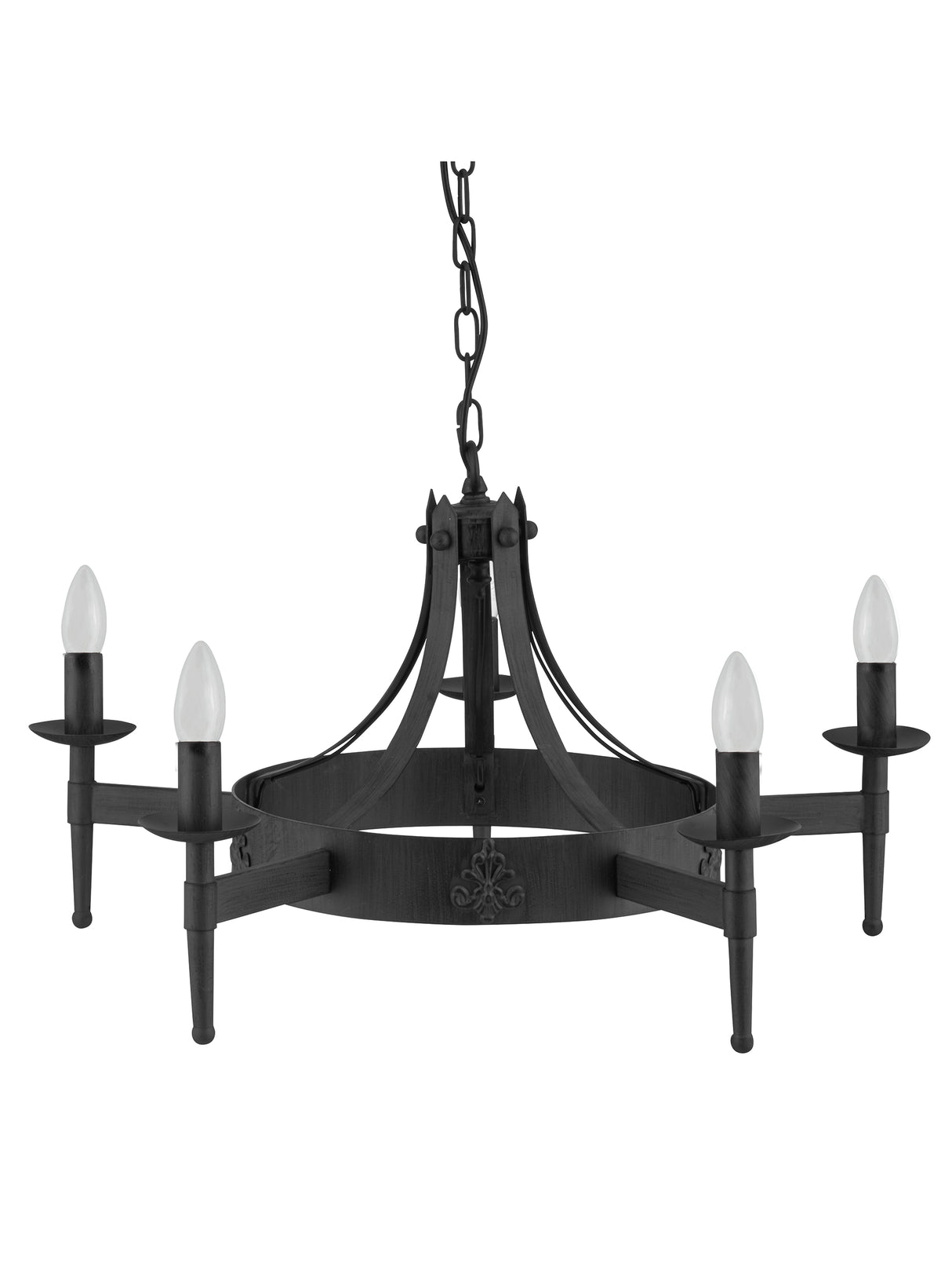 Searchlight Electric Cartwheel II  5Lt Pendant - Black Wrought Iron 2425-5BK