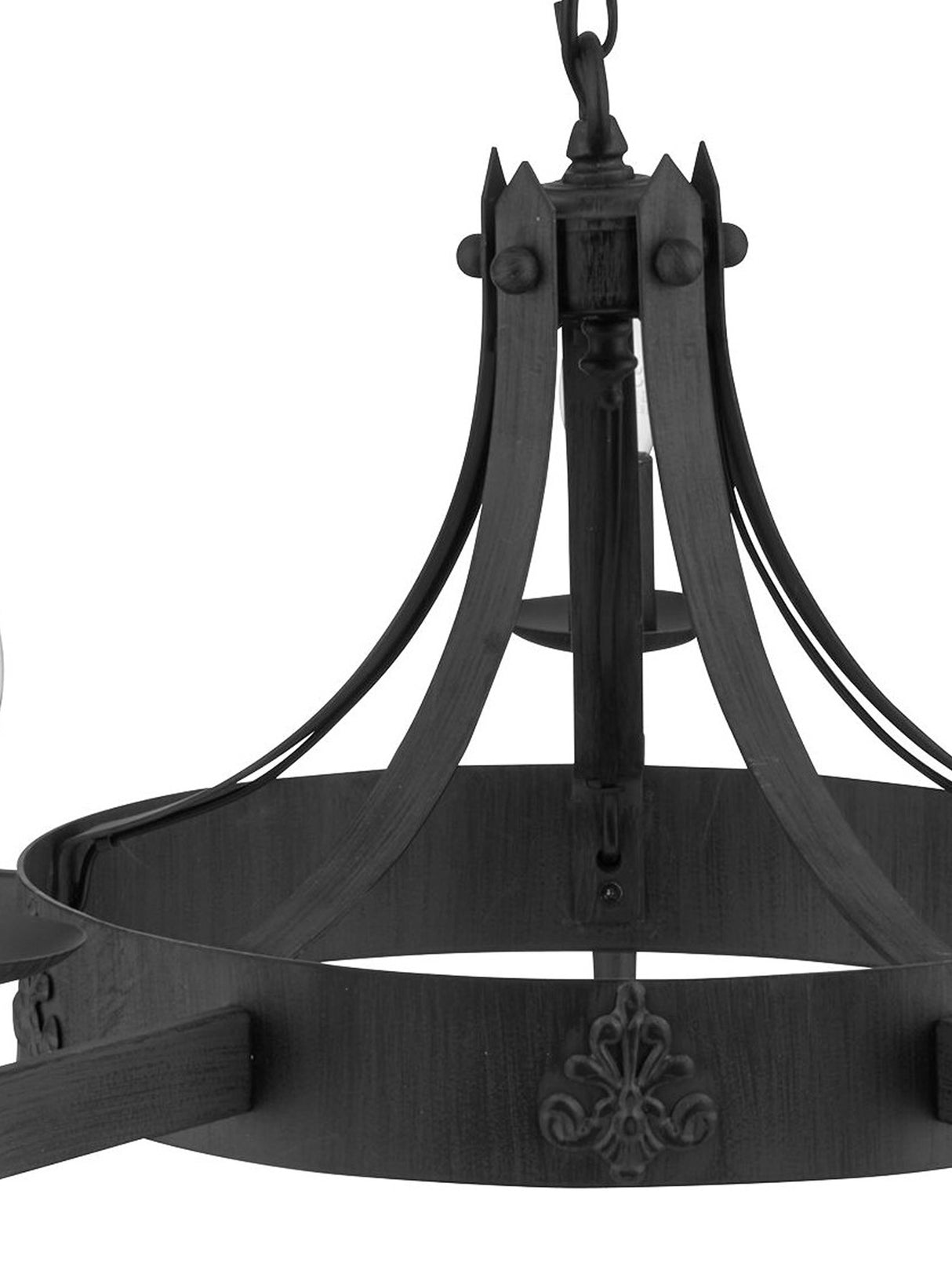 Searchlight Electric Cartwheel II  5Lt Pendant - Black Wrought Iron 2425-5BK