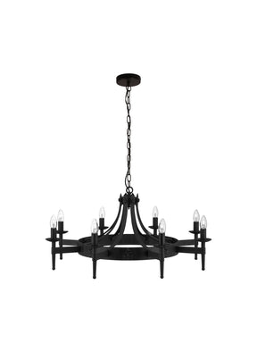 Cartwheel II  8Lt Pendant - Black Wrought Iron