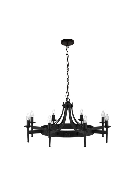 Cartwheel II  8Lt Pendant - Black Wrought Iron