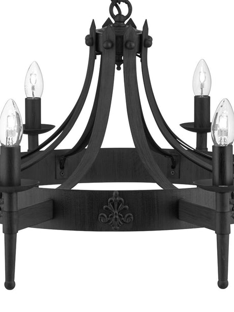 Searchlight Electric Cartwheel II  8Lt Pendant - Black Wrought Iron 2428-8BK