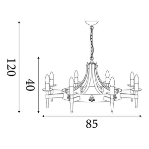 Searchlight Electric Cartwheel II  8Lt Pendant - Black Wrought Iron 2428-8BK