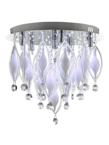 Spindle 6Lt LED Remote Control Flush - Chrome & Glass