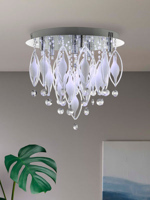 Searchlight Electric Spindle 6Lt LED Remote Control Flush - Chrome & Glass 2456-6CC