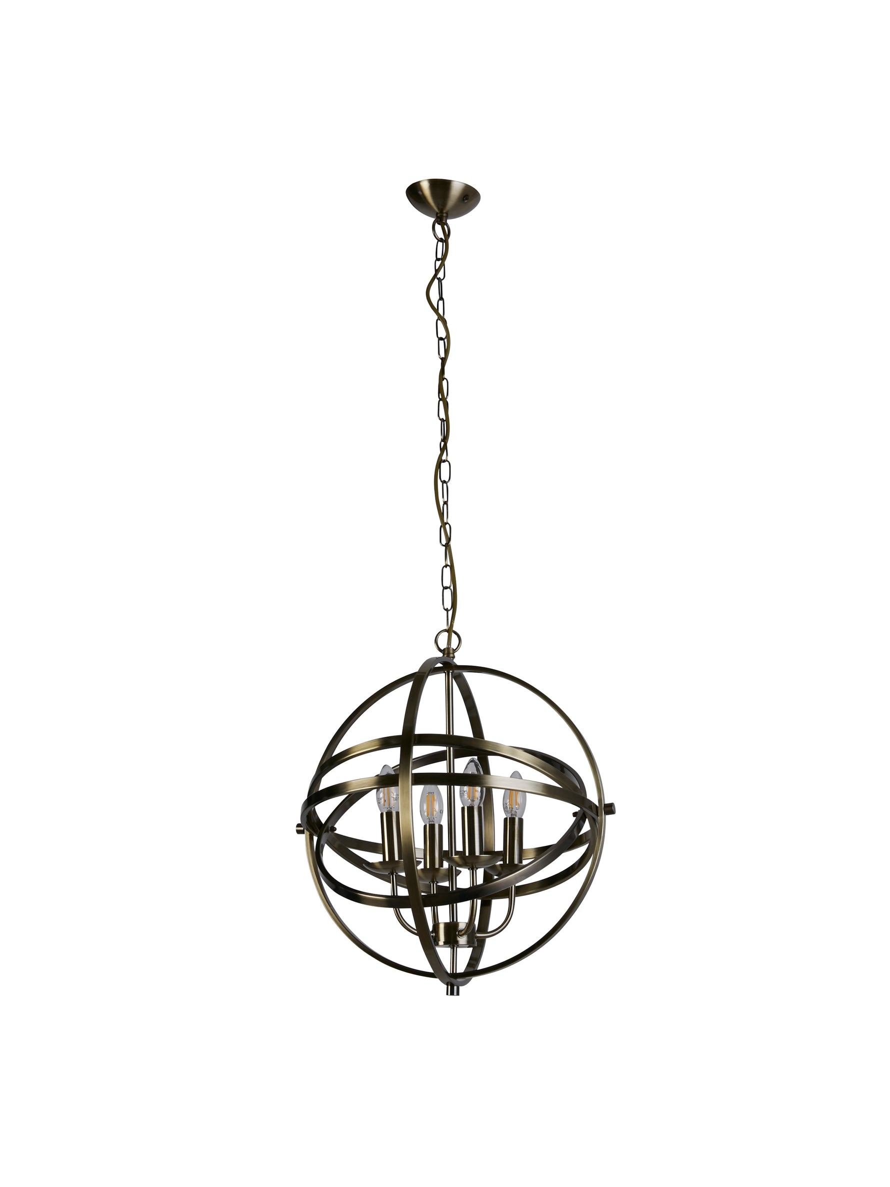 Searchlight Electric Orbit 4Lt Pendant  - Antique Brass Metal 2474-4AB